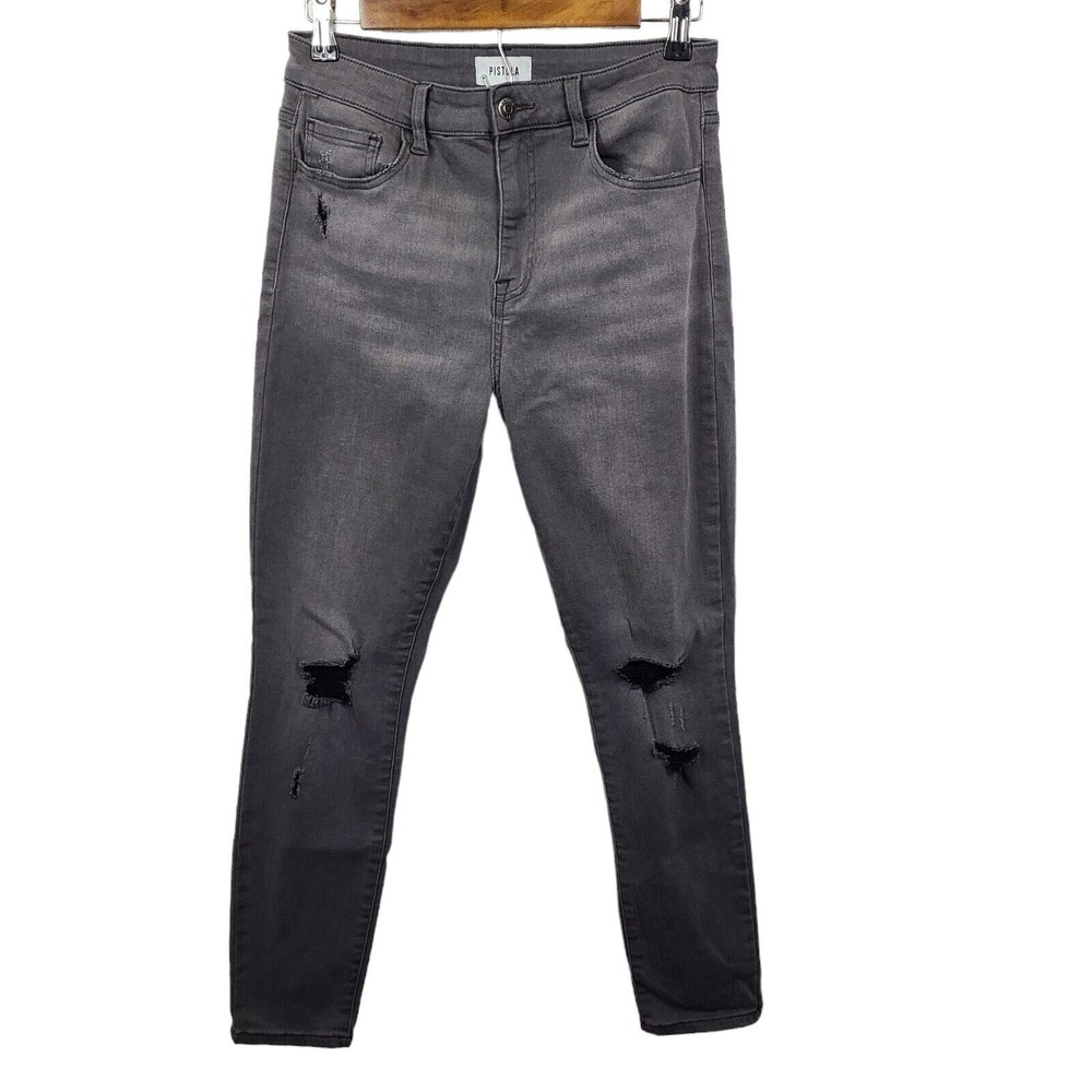 Pistola Grey Wash Skinny Distressed Jeans 29